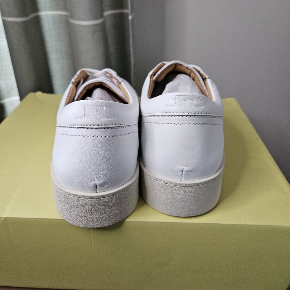 NEW J.Lindeberg Art Tennis Leather Sneaker White Neutral Classic Golf 41 US 8.5 - Picture 4 of 13